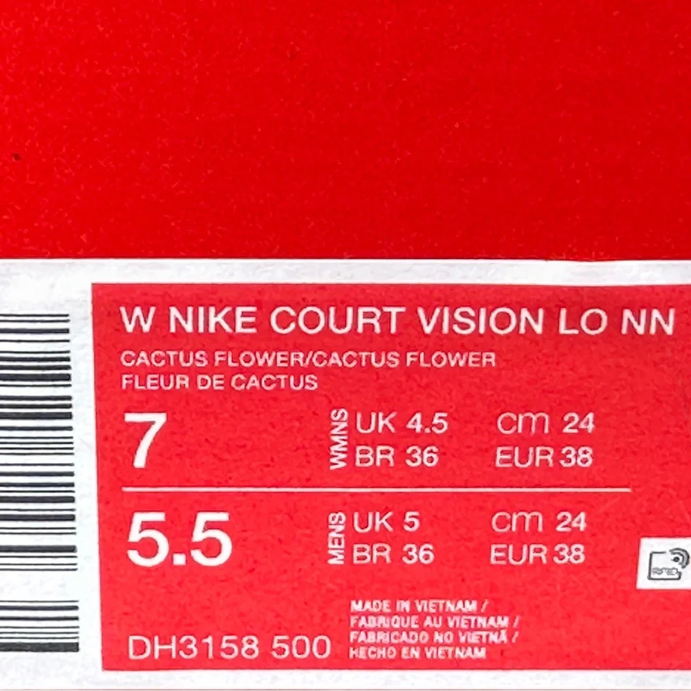Nike Court Vision Low Womens 7 Youth 5.5Y White Sustainable Casual Sneaker NEW